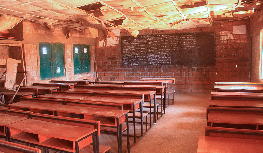 Vista general de un aula de la escuela Kuriga en Kuririga, donde más de 250 alumnos fueron secuestrados por hombres armados