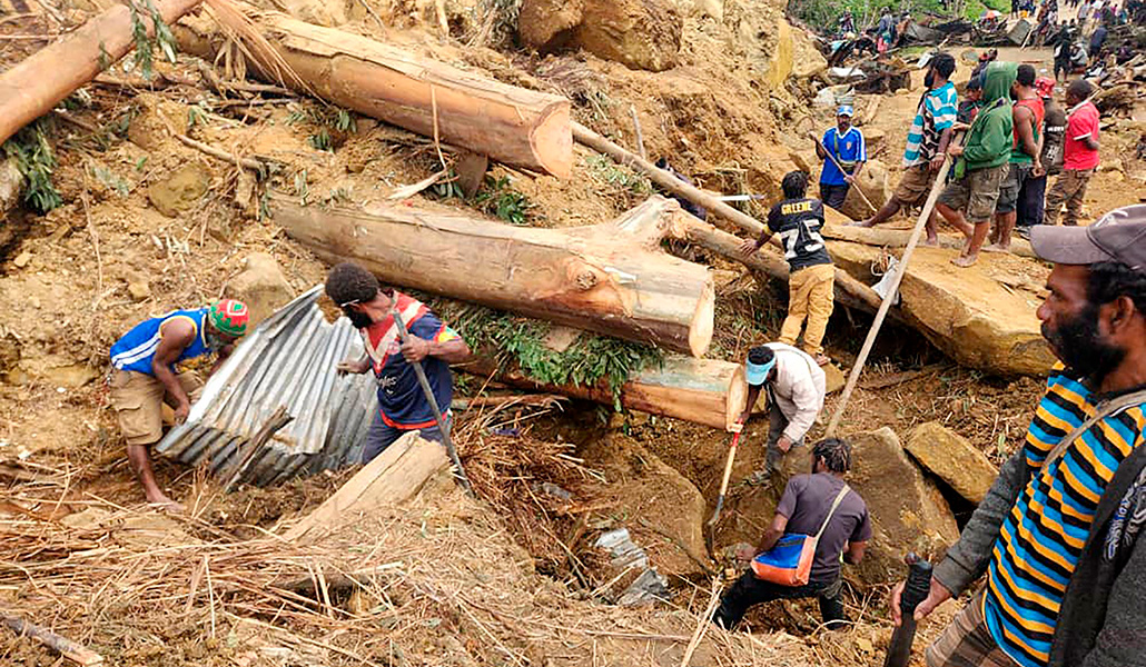 Deslizamiento de tierra en la aldea de Mulitaka, en la provincia de Enga, Papúa Nueva Guinea