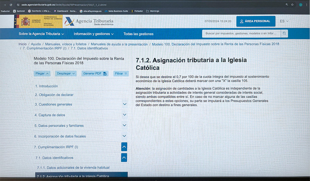 Casi el 31 % de los contribuyentes marcan la casilla de la asignación tributaria a favor de la Iglesia