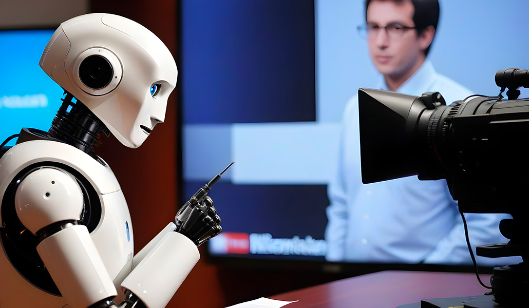 Este robot presentador no existe, pero pueden pintarse cientos así en minutos