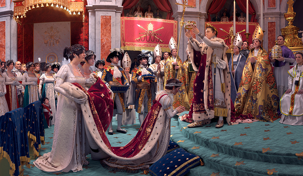A través de la tableta HistoPad el visitante puede revivir la coronación de Napoleón Bonaparte