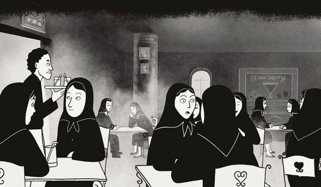 Ilustración de 'Persépolis', la obra más famosa de la autora