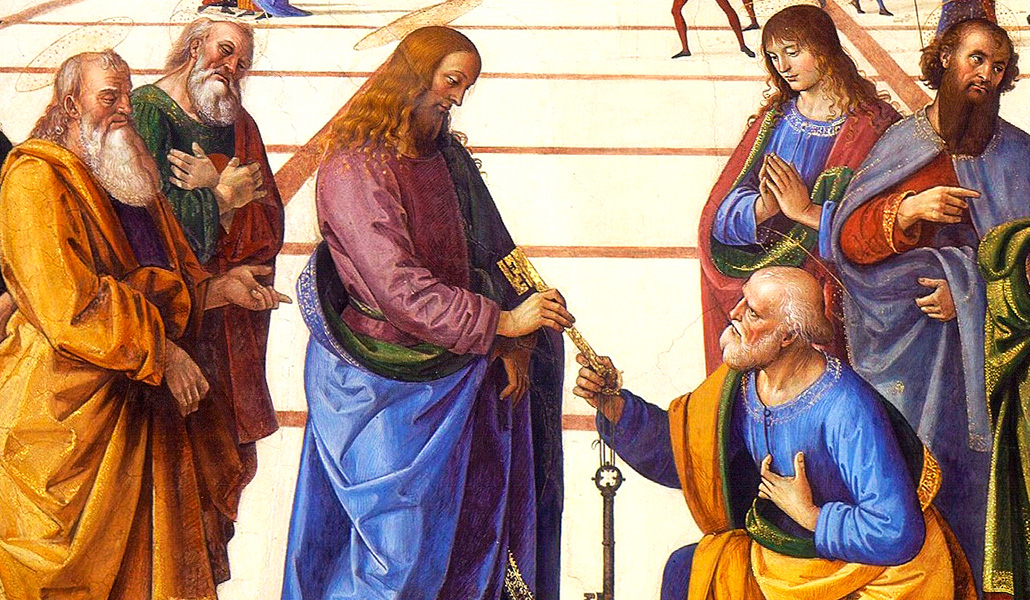 'Cristo entrega de las llaves a san Pedro'. Pietro Perugino. Capilla Sixtina
