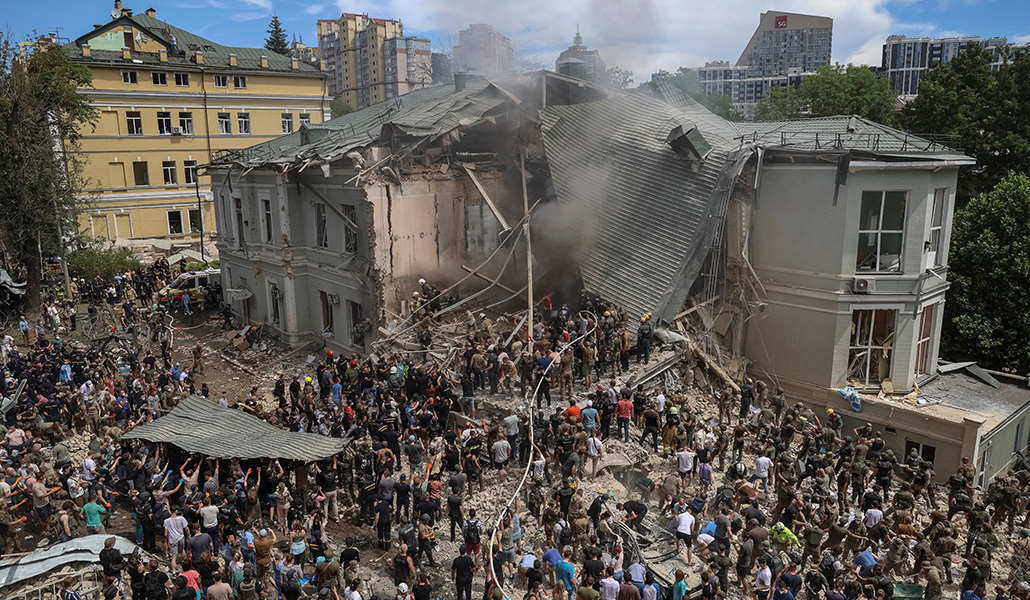 Hospital Infantil Okhmatdyt de Kiev, tras el bombardeo