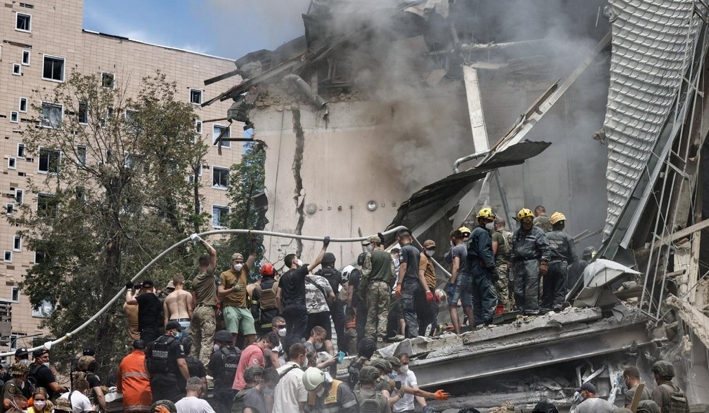 Imagen del hospital Okhmatdyt en Kiev tras el bombardeo ruso del mes de julio