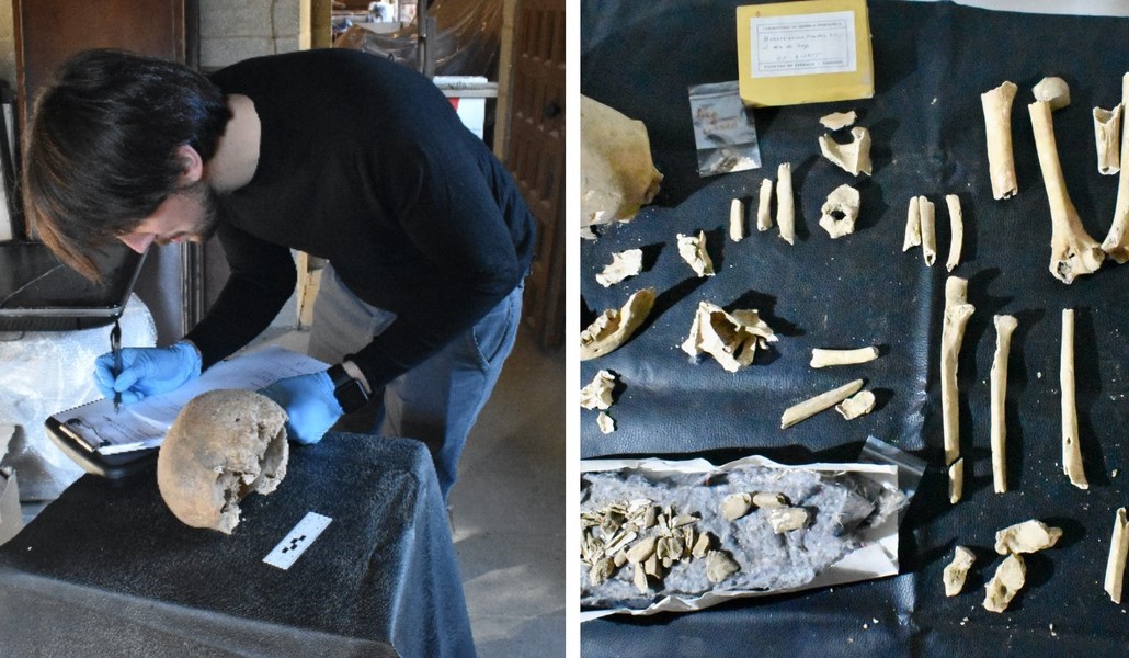 El investigador junto a los huesos del obispo Teodomiro