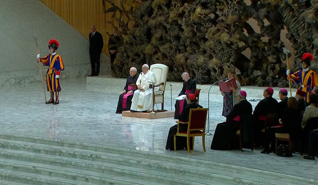 El Papa en un momento de la audiencia general que ha presidido este miércoles en el Aula Pablo VI del Vaticano