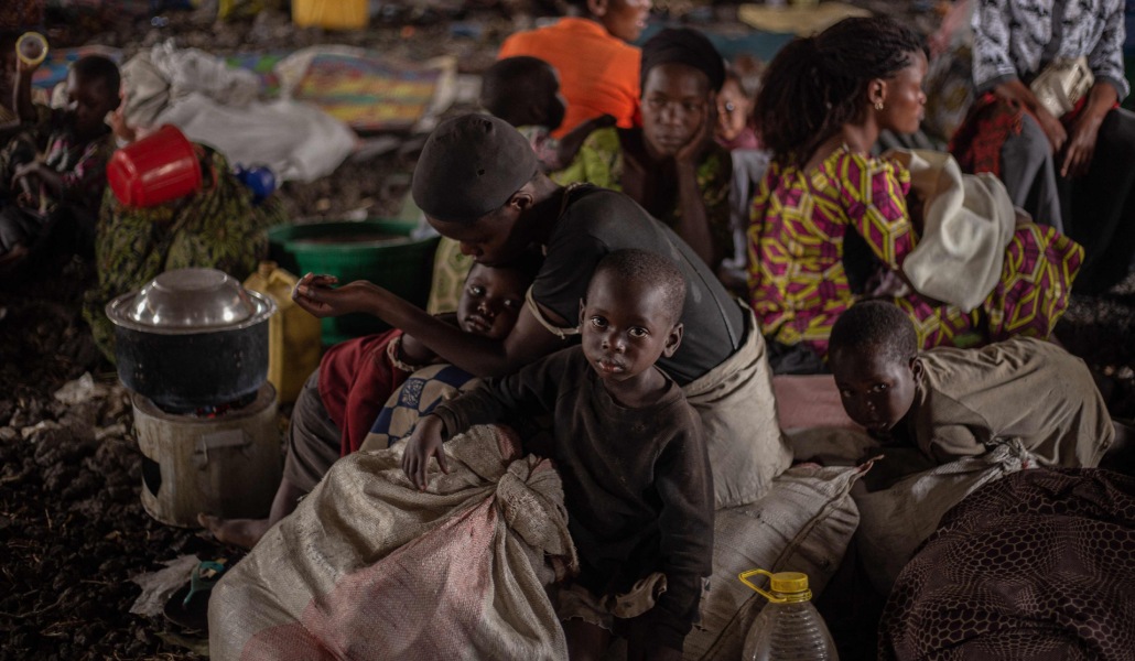 Desplazados de Bulengo, tras los combates entre el ejército congoleño y los combatientes del M23, otro de los conflictos en R. D. Congo