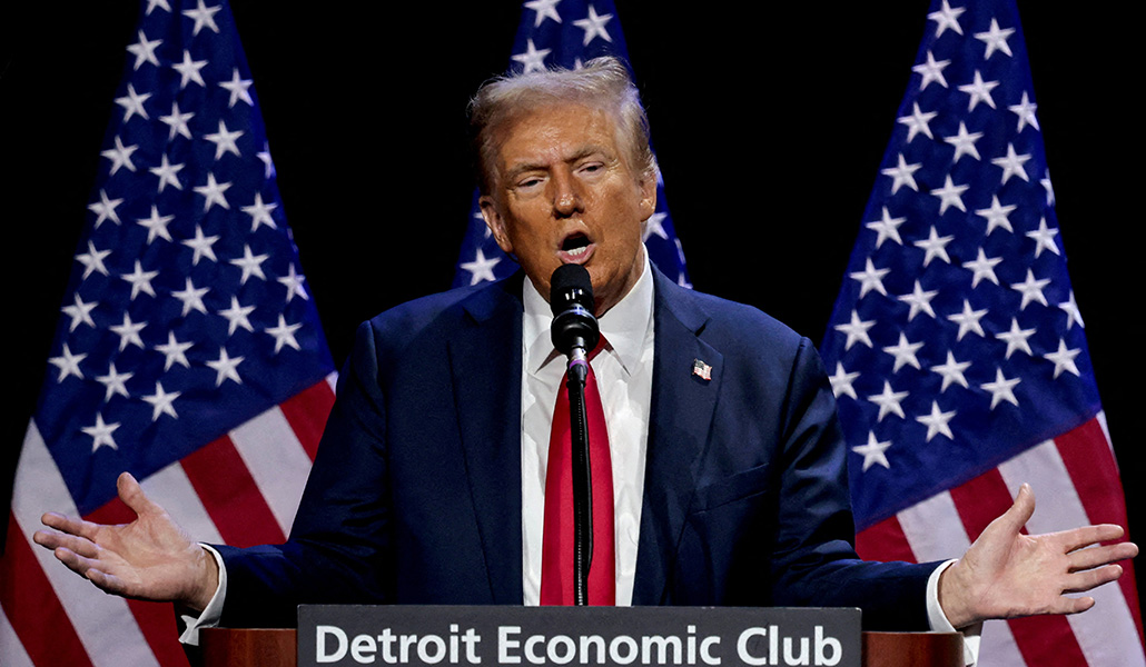 Trump en Detroit durante la campana electoral