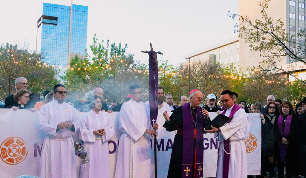Seitz durante un acto en defensa de los inmigrantes, en marzo en El Paso