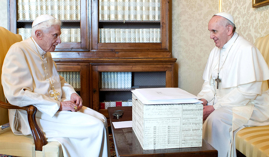 Primera visita a Benedicto XVI, en marzo de 2013