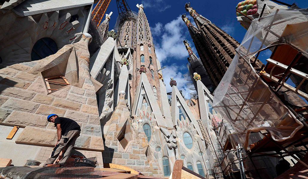 Trabajos de construcción en la Sagrada Familia