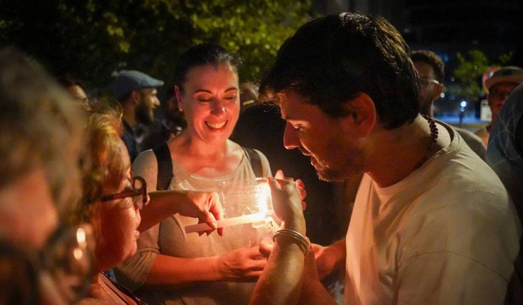 Grabois durante la manifestación en apoyo al Papa, el 7 de marzo en Buenos Aires.