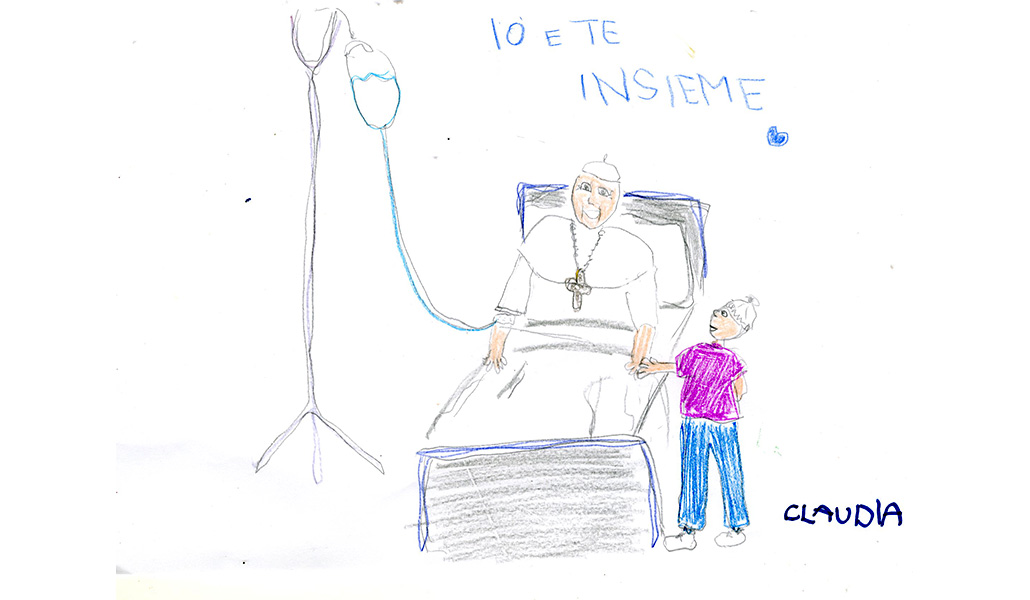 Dibujo enviado por los niños al Papa