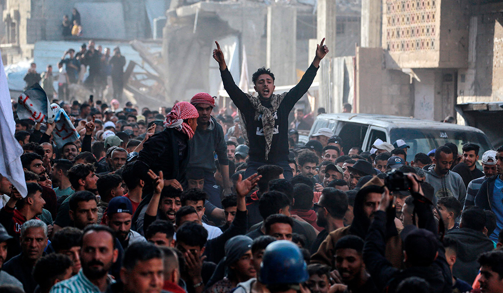 Palestinos en las manifestaciones contra Hamás en Beit Lahia (Gaza) el 26 de marzo