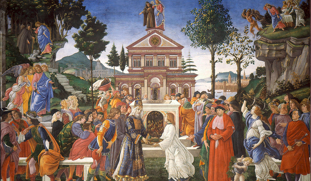 'Las tentaciones de Cristo'. Sandro Botticelli. Capilla Sixtina, Ciudad del Vaticano.