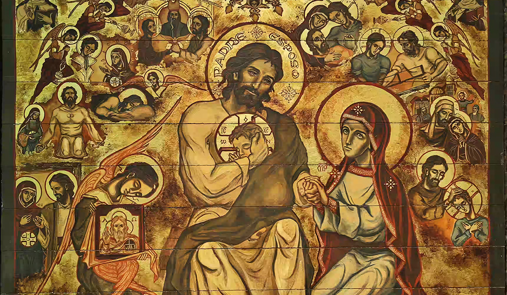 Icono de la Sagrada Familia en la casa de las Siervas del Hogar de la Madre de Zurita de Piélagos (Cantabria).