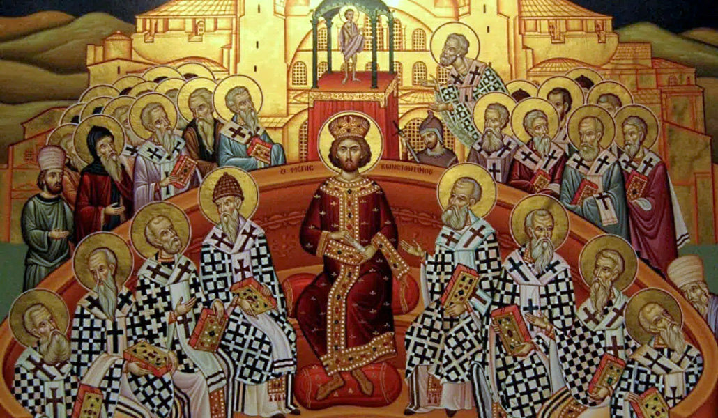 Icono del Concilio de Nicea en el monasterio Mégalo Metéoron de Grecia