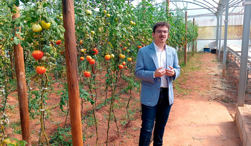 Fernando Rodríguez, gerente de Bioalverde, en el invernadero