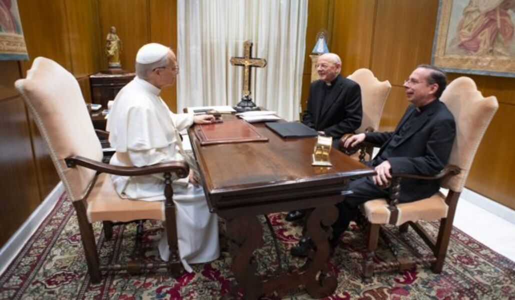 Un momento del encuentro entre el Papa y los superiores del Opus Dei