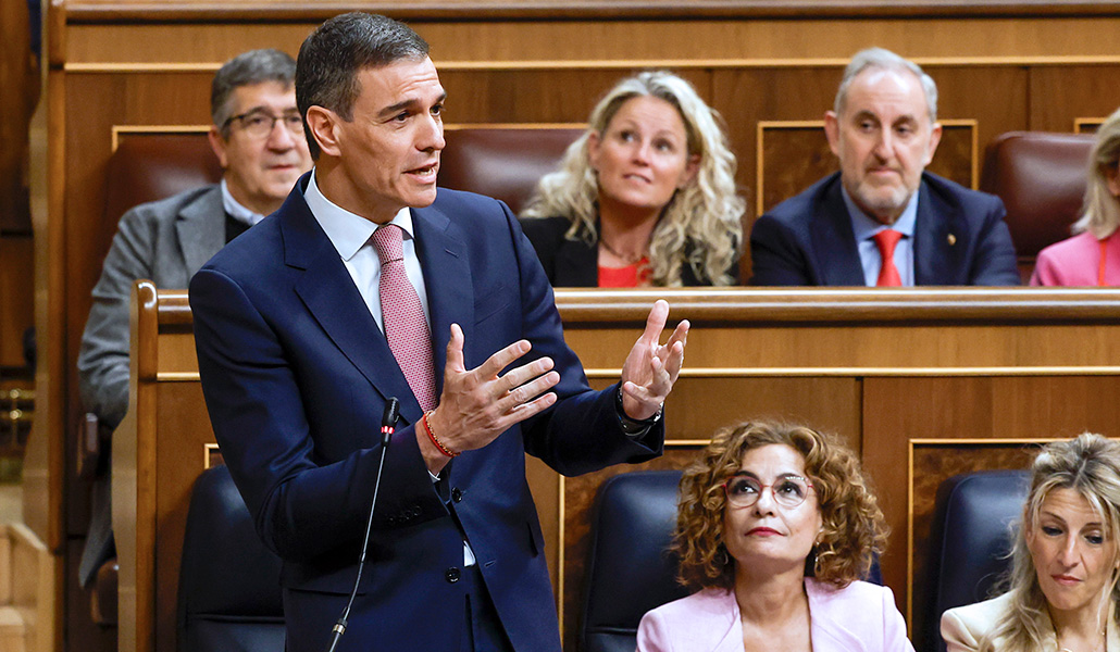 Sánchez durante la última sesión de control al Gobierno