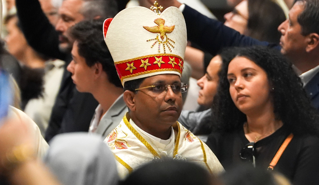 George Jacob Koovakad en una de las Misas de los Novendiales, los nueve días de luto por el Papa Francisco