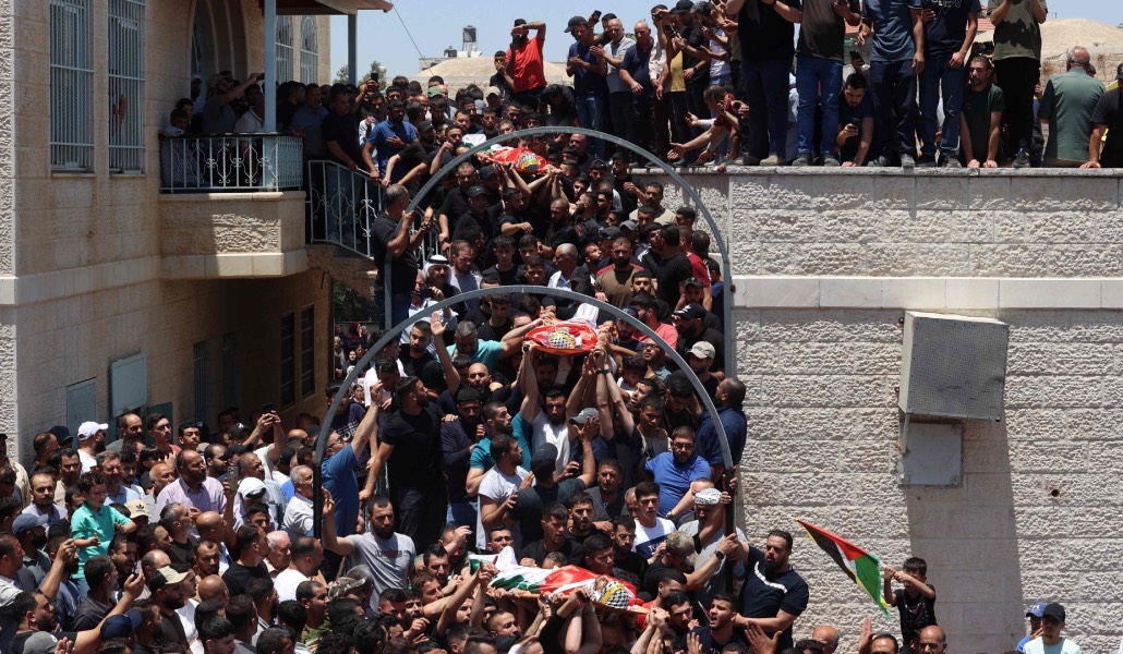 Funeral de los palestinos muertos en Kafr Malik, el 26 de junio.