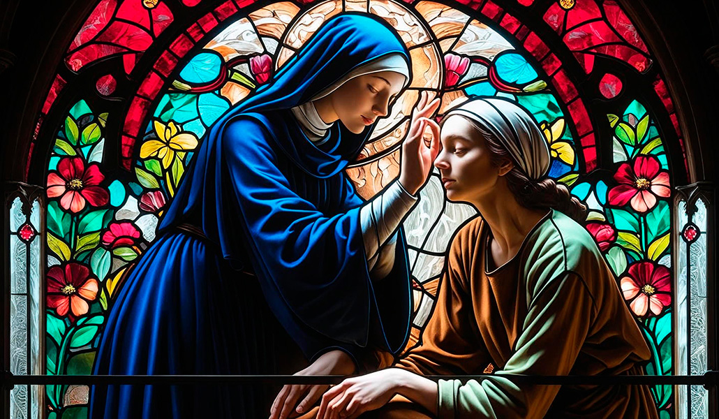 El primer signo de la santa fue la curación de una vecina que se quedó ciega
