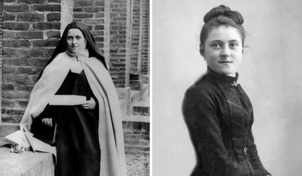 Una de sus fotos más célebres, en el convento. A la derecha: Última imagen antes de entrar en el carmelo, con 15 años