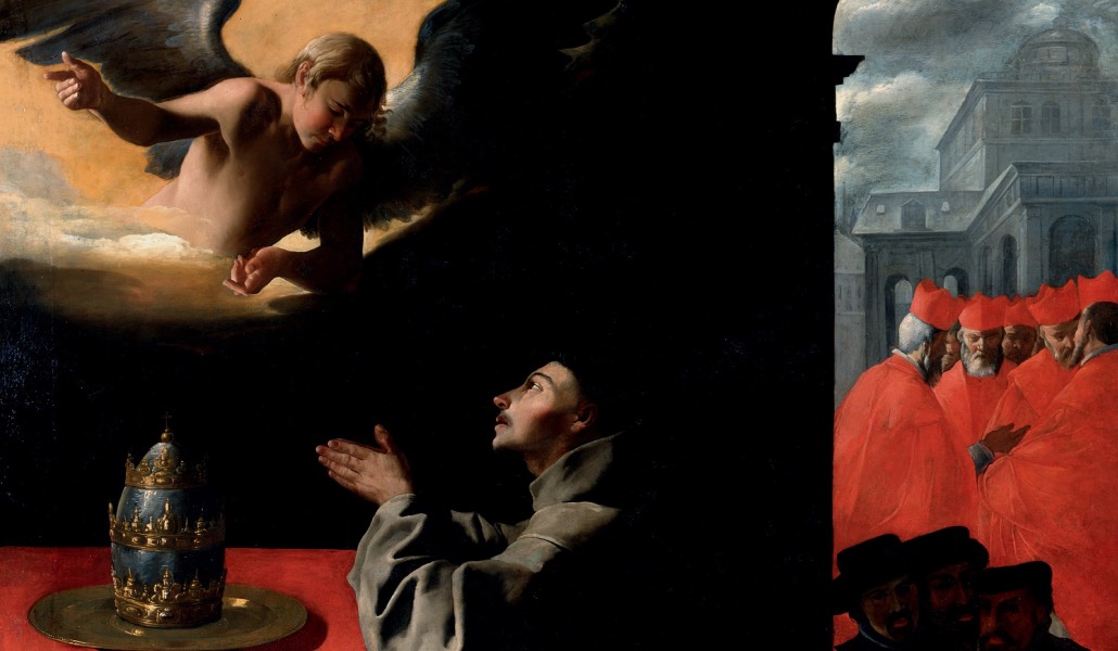 San Buenaventura en oración. Francisco de Zurbarán. Galería de Pinturas de los Maestros Antiguos de Dresde (Alemania).