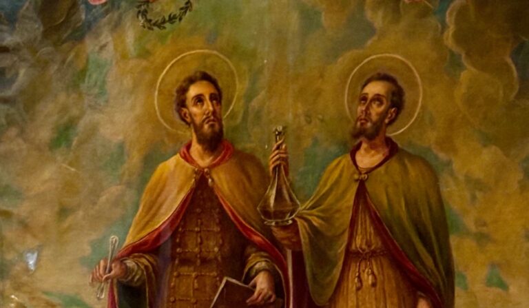 Cuadro de los hermanos médicos propiedad de la Hermandad