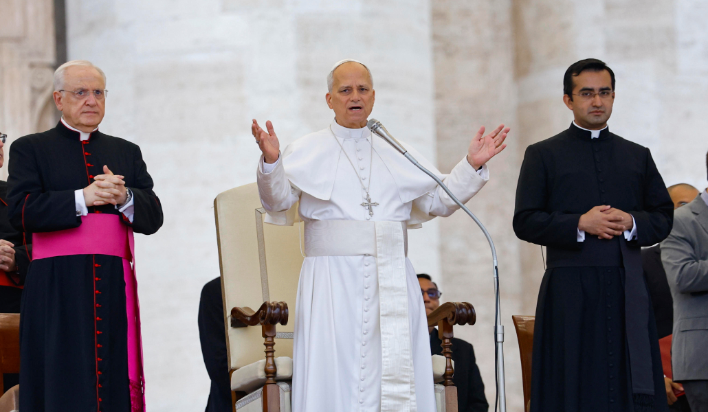 León XIV durante la audiencia