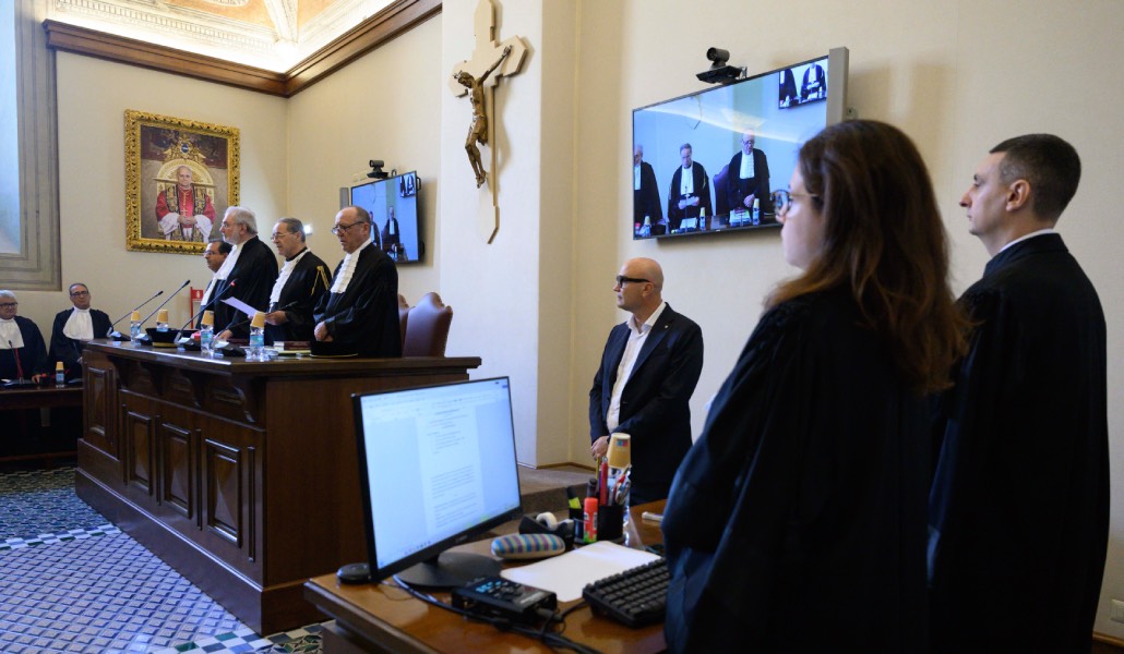 Vista de la sala durante el primer día del nuevo juicio, el lunes.