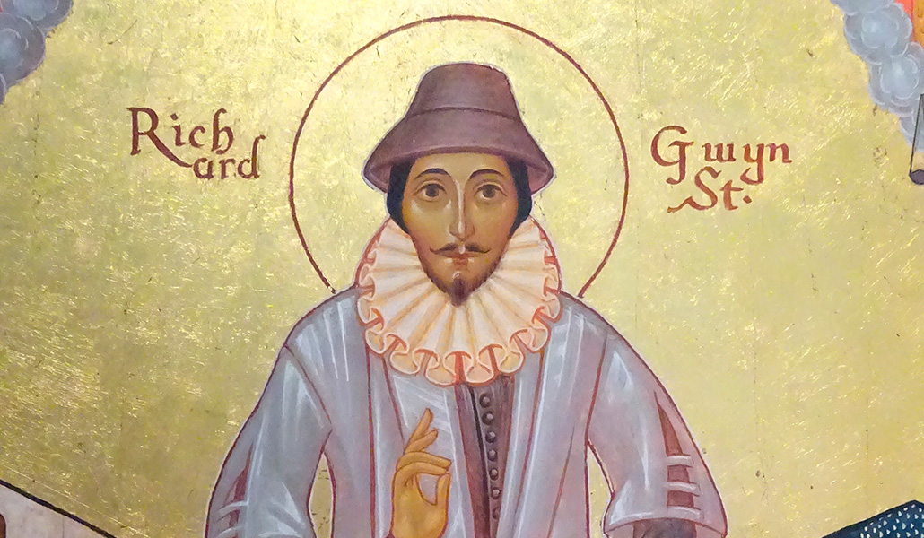 Icono del santo en la catedral de Wrexham