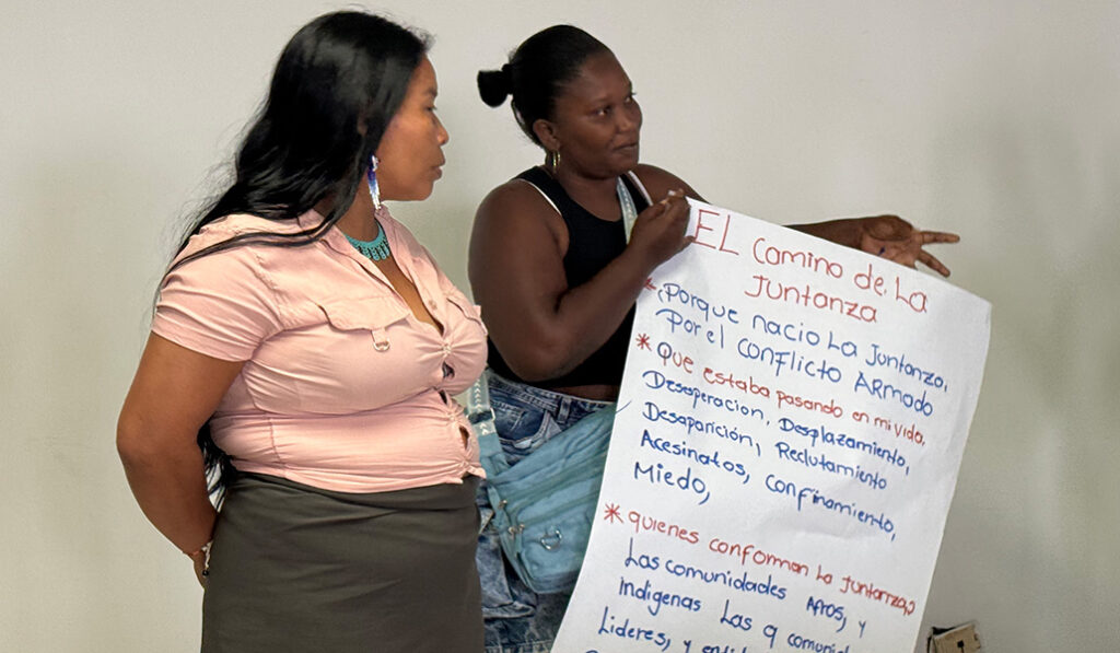 Participantes en el proyecto de promoción de la paz apoyado por Manos Unidas en el Pacífico colombiano.