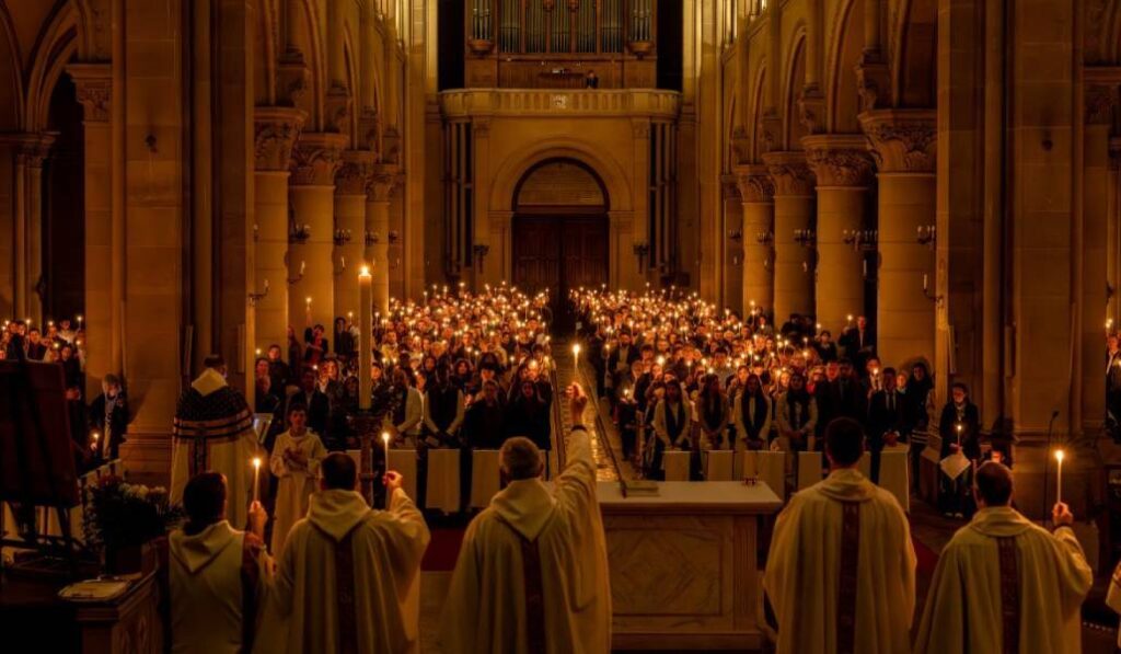 Vigilia Pascual en Saint-Ambroise (París). Foto: Diócesis de París / Gilles Lemaitre.