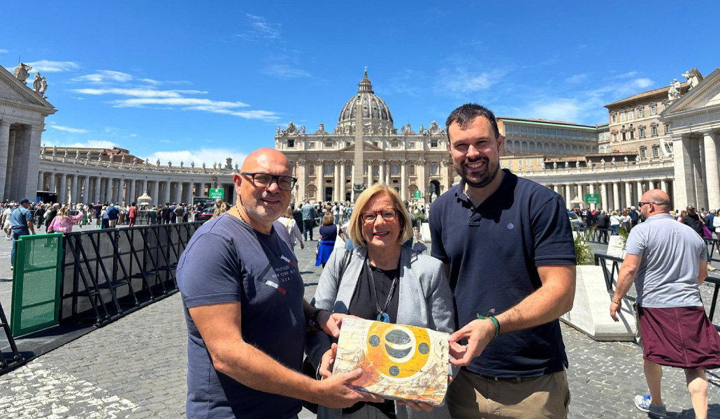Yanes y Pinerlo con Eva Fernández en Roma.