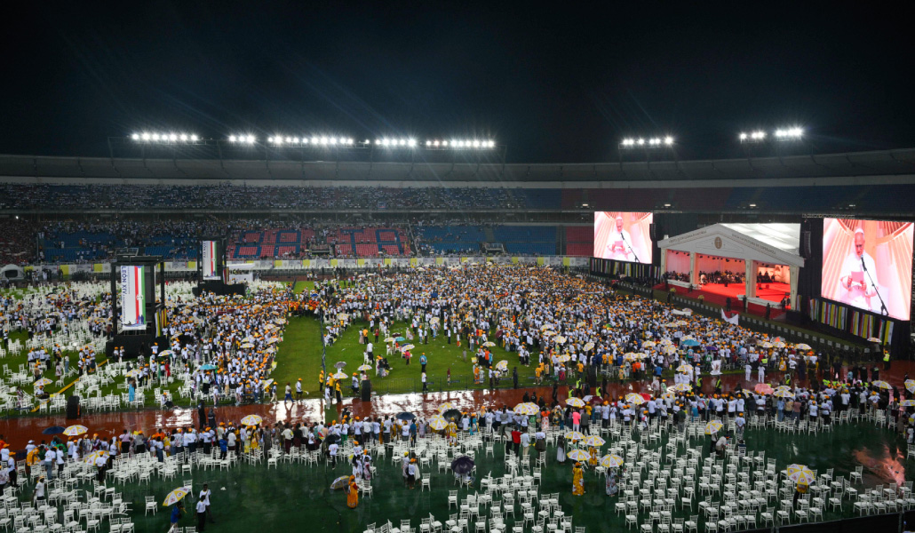El lugar del encuentro con el Papa.