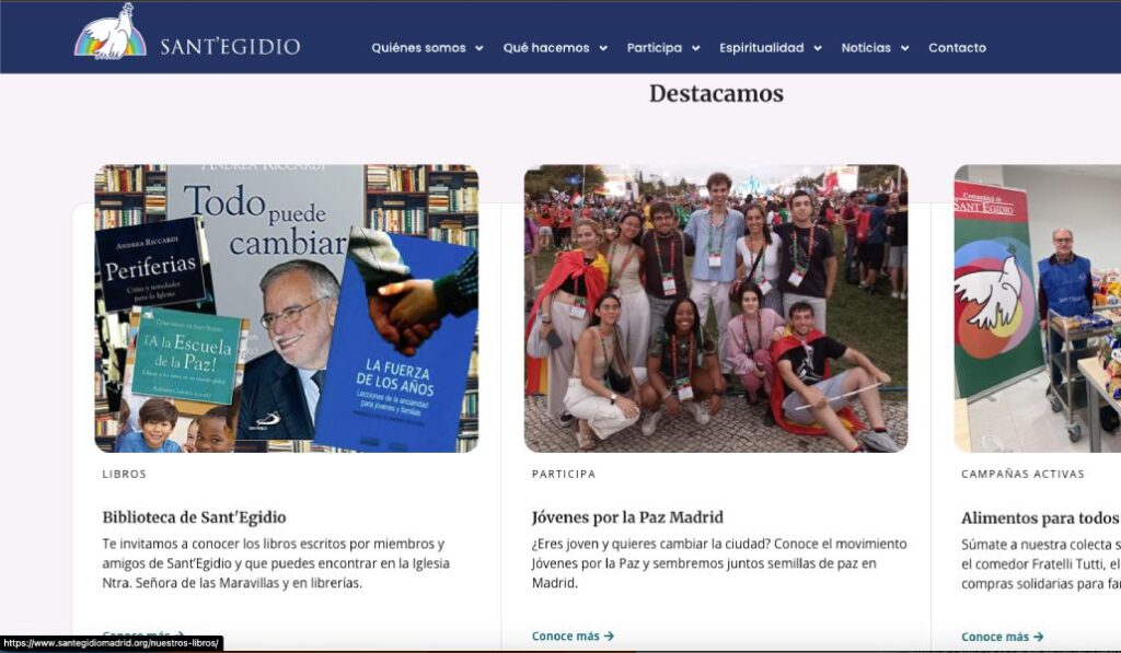 La nueva web de la Comunidad de Sant'Egidio en Madrid.