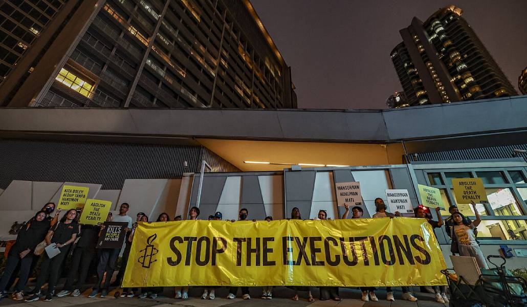 Protesta de AI contra la pena de muerte.