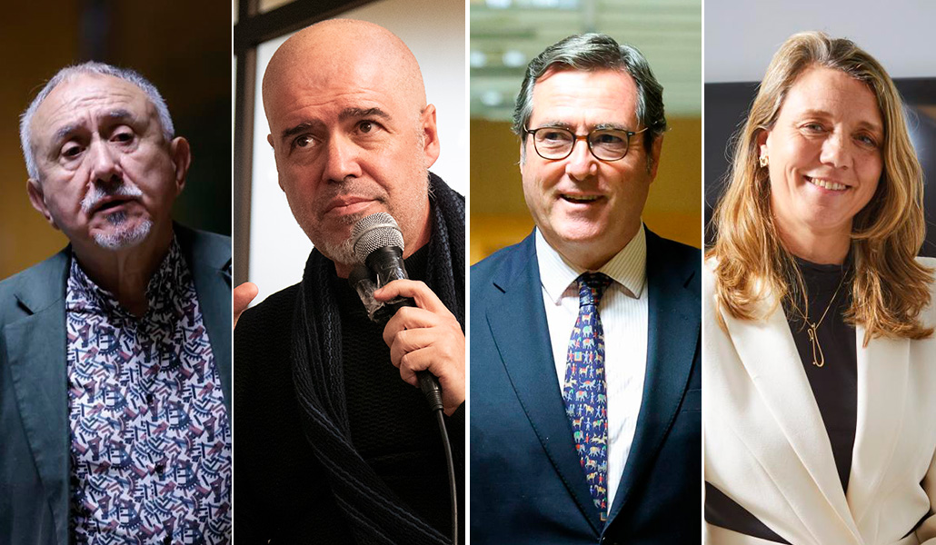 Pepe Álvarez, Unai Sordo, Antonio Garamendi y Ángela de Miguel.