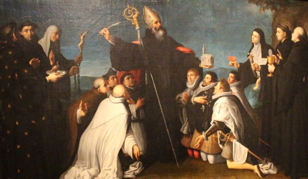 'San Agustín fundador con los fundadores de las órdenes religiosas', pintado por Juan Pantoja de la Cruz en 1606.