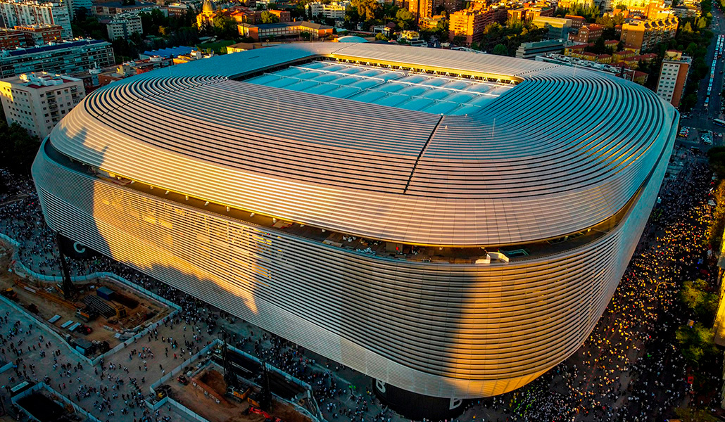 Vista aérea del estadio Santiago Bernabéu