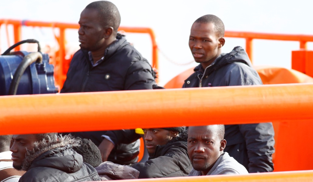 Migrantes rescatados llegando a Arguineguín.