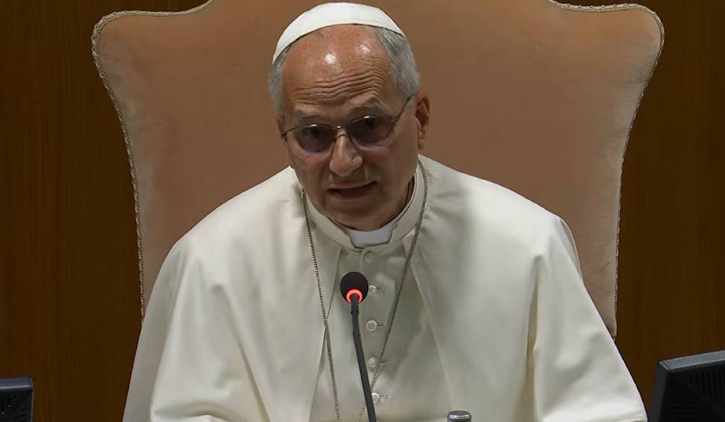 El Papa León XIV durante su intervención.