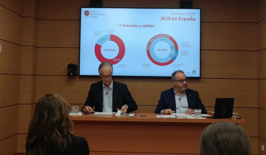 El presidente y el director de ACN España, Walther Plettenberg y José María Gallardo.