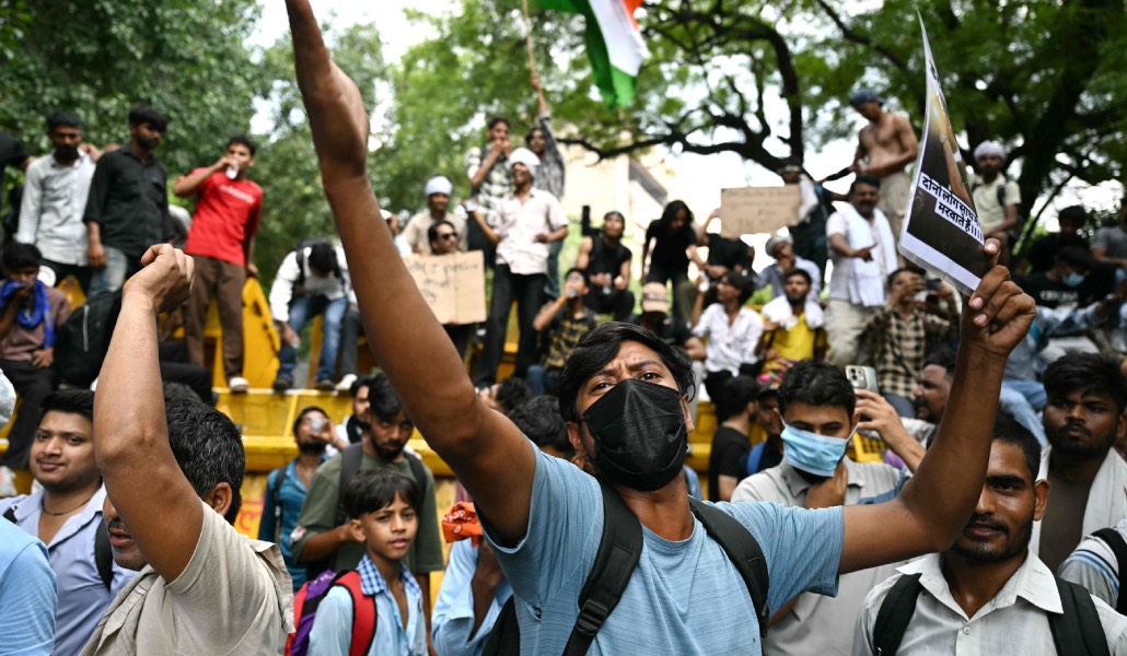 Imagen de las revueltas estudiantiles en Delhi.