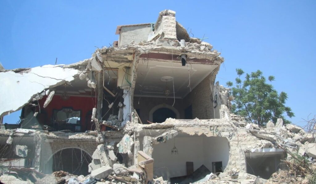 Un edificio destruido en el Líbano.