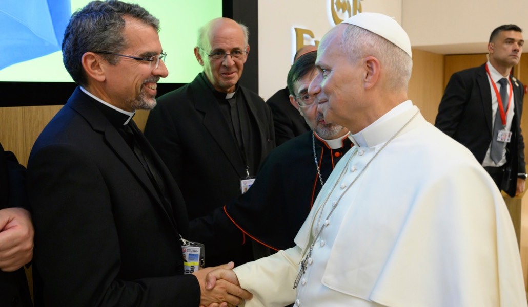 Martínez Esteban con el Papa León XIV durante su visita a Madrid.